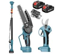 Electric Pruning Shears and Chainsaw, Cordless Tree Trimmer with Extension Pole and Batteries, Branch Cutter Kit for Garden and Orchard