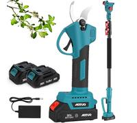 Electric Pruning Shears Cordless Battery Powered with Telescopic Rod for Tree and Bush Trimming