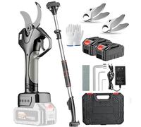 Electric Pruning Shears, Cordless Garden Secateurs with Telescopic Rod, 45mm Scissor Opening, 2 x 2000mAh Battery, Long Reach Pruner for Hedge, Bush, Orchard