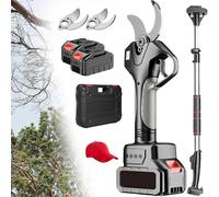 Electric Pruning Shears, Cordless Strimmer, with 2.1m Pole, Adjustable Angle, 2 Battery Working 10-12 Hours, for Hedge, Bush, Orchard & Garden Secateur 2 Batteries