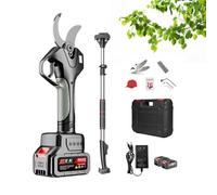 Electric Pruning Shears, Cordless Tools with Telescopic Poles 1.3 to 2.1m, Portable Secure Scissors for Hedge, Bush, Orchard, Includes 2 Batteries