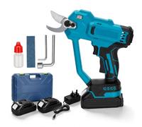 Electric Pruning Shears, Rechargeable Electric Scissors with 2 Rechargeable 3000Mah Li-Ion Batteries,Max 40mm Cutting Diameter Garden Pruners for Gardening Pruning Trees and Shrubs (Light Blue)