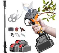 Electric Pruning Shears with 280cm Extension Pole - Cordless Branch Power Pruner for Garden Trees and Bushes - 70mm Cutting Diameter, 3X Rechargeable Battery