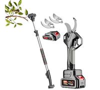 Electric Pruning Shears with Telescopic Pole, 40mm Garden Secateur, 2 Battery Powered, 10-12 Hours Working Time, Long Reach Branch Scissors for Hedge, Bush, Orchard