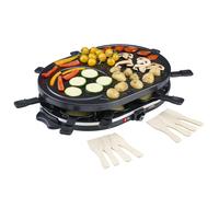 Cooks Professional Electric Raclette Grill 1200W with Metal Plate | Includes 8 Cheese Fondue Pans, Wooden Spatulas, Non-Stick Grilling Surface & Thermostat Control | Perfect for Parties & Group Dining