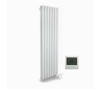 Electric Radiator 1800 H x 420 White Oval Tube Single Panel Vertical tall column radiator
