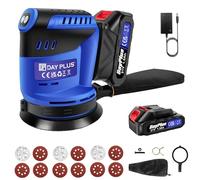 Electric Random Orbit Sander, Cordless Circular Orbital Sander with Sandpapers,1.5Ah Battery, Dust Collector, 3Variable Speed 125MM Hand Palm Sanders for Wood, Metal, Wall, Power Sanding Machine, Blue