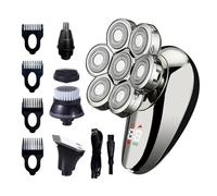 Electric Razor for Men, 5 in 1 Shaver Bald Head Hair Clipper Nose Trimmer 7D Floating Blade Head Shaving Beard Knife Rechargeable Razor(Silver)