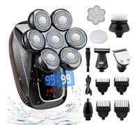 Electric Razor for Men, 6 in 1 Men's Electric Shavers, 7D Razor Blades, IPX7 Waterproof Wet and Dry Razors, Hair Clippers Men with LED Display, Multifunctional Shaver for face and Nose Trimmer