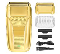 Electric Razor for Men, Gold Men's Electric Foil Shaver, Rechargeable Cordless Razor with Extra Head, Portable Beard Trimmer, Wet & Dry Use