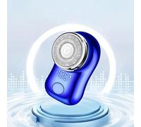 Electric Razor for Men, Mini Electric Shaver for Men Portable Beard Knife Type-C Charging Shavers Face Body Razor with Digital Power Display (Color : Blue)