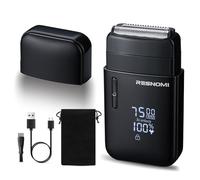 Electric Razor for Men, Mini Foil Shaver for Men - 2 Floating Blades, Men's Electric Shaver with 3 Adjustable Gears, IPX7 Waterproof Cordless, LED Display and Type-C Fast Rechargeable, Black