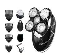 Electric Razor for Men, Waterproof Bald Had Shaver 5 in 1 Kit Beard Trimmer Nose Hair Trimmer Facial Cleaning Brush Hair Clippers, Cordless and USB Rechargeable (Black)