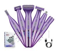 Electric Razor for Women,6 in 1 Women's Bikini Trimmer Shaver for Women & Men Pubic Hair, Private Area, Legs, Eyebrow,Face, Nose, Eyebrow, Body Hair Removal IPX5 Waterproof Wet & Dry