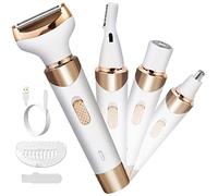 Electric Razor for Women Bikini Trimmer, MKIOVH Women's Shaver Cordless Portable 4 in 1 Painless Shaver, for face Legs Brows Nose Brows Nose Detachable Head USB Rechargeable Hair Trimmer