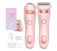 Electric Razor for Women, Cordless 2 in 1 Electric Lady Shaver, Wet and Dry Use, Rechargeable Painless Razor Suitable for Legs, Arms, Underarms, Genitals, Comes with a Storage Bag, Pink