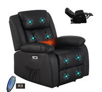 Electric Recliner Armchair for Elderly with Massage & Heat, Extended Footrest, USB and Type C Ports - Grey Fabric