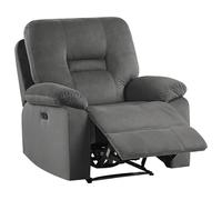 Electric Recliner Chair BERGEN With Footrest LED Velvet Dark Grey