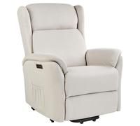Electric Recliner Chair ELEGY With Footrest Fabric Light Beige