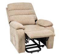 Beliani Electric Recliner Chair RISE with Footrest Fabric Beige, Cream