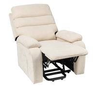 Beliani Electric Recliner Chair RISE with Footrest Fabric Light Beige, Cream