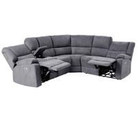 Electric Recliner Corner Sofa 5 Seater ROKKE Fabric Dark Grey with USB Port Left Hand