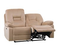 Electric Recliner Sofa 2 Seater BERGEN Velvet Light Beige with USB Port
