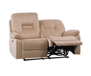 Electric Recliner Sofa 2 Seater BERGEN Velvet Light Beige with USB Port