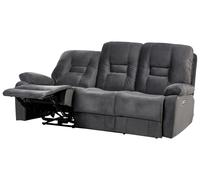 Electric Recliner Sofa 3 Seater BERGEN Velvet Dark Grey