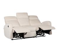 3 Seater Velvet Electric Recliner Sofa White VERDAL