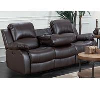 Electric Recliner Sofa In Brown Faux Leather 3 Seater Sofa