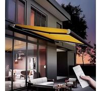 Electric Retractable Awning Motorized Sun Shade with Aluminum e & Remote Control Complete Cassette Design for Outdoor Patio Deck Garden (A 2x1.5m)