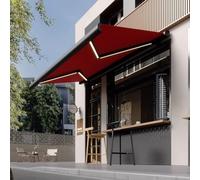 Electric Retractable Awning with Remote Control and Light, Full Cassette Design Aluminum Frame Canopy for Deck and Balcony Sun Protection