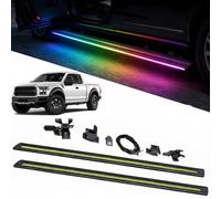 Electric Retractable LED Running Boards Compatible with Ford Raptor 2014-2022 Durable Auto Deploy Anti-Slip Power Side Steps (Double LED Strip)