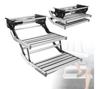 Electric Retractable RV Step, Foldable Camper Stair, Aluminum Alloy Non-Slip Pedal for Motorhomes Caravans Double 12V