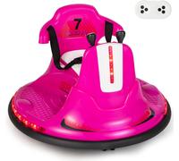 Electric Ride On Bumper Car With Colourful Lights & Remote Control Gymax Pink One Size