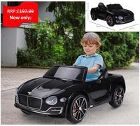 Homcom 12V Kids Children Electric Ride-On Car Bentley Gt With Parental Remote In Black Black