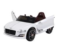 Electric Ride-on Car w/ LED Lights Music Parental Remote Control White HOMCOM