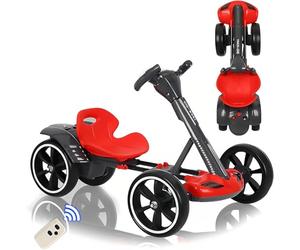 Electric Ride-On Kart for Children, Adjustable Seat and Steering Wheel with Music Feature, Foldable Design for Easy Storage