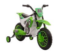 Homcom 12V Kids Electric Motorbike Ride-On Motorcycle W/ Training Wheels - Green