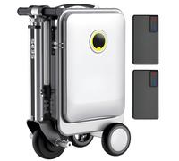 Electric Rideable Suitcase, 20'' Ride on Scooter Luggage for Adults, with Removable Battery, USB Charging expandable Carry on Luggage with Wheels, Load-Bearing Capacity 110kg Silver-with2battery