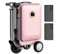 Electric Rideable Suitcase, 20'' Ride on Scooter Luggage for Adults, with Removable Battery, USB Charging expandable Carry on Luggage with Wheels, Load-Bearing Capacity 110kg Pink-with2battery