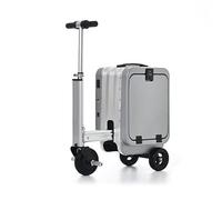 Electric Rideable Suitcase 20L with TSA Lock - Smart Motorised Cabin Luggage with Removable Battery, USB Port, 8km/h Max Speed (Silver)