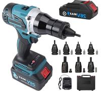 Electric Rivet Nut Gun Set, 26V Cordless Automatic Riveter for M3 M4 M5 M6 M8 M10 M12 - Portable Blind Riveting Tool for 3s Assembly and Fastening, Fast and Slow Gear Setting,2200mah*1