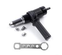 Electric Rivet Tool Adapter for Cordless Drill, Hex Shank Nut Riveter Head Set with 2.4, 3.2, 4.0, 4.8mm Mandrels, Forged Alloy Steel Low Noise Fastener for DIY Metal Repair Projects