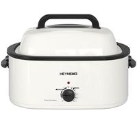 Electric Roaster, Roaster Oven 26 Quart with Self-Basting Lid, Turkey Roaster Oven with Removable Pan and Rack, Adjustable Temperature Control Powerful 1450W Stainless Steel Roaster Oven, White