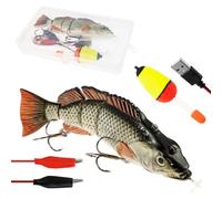 Electric Robotic Swimming Lure, USB Rechargeable Lifelike Pike Fishing Tackle Lures Set, 4 Segment Multi Jointed Swimbaits with LED Light for Freshwater and Saltwater Easter Gift