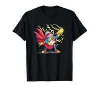 Electric Rock Guitar Costume with Cool Hero in Cape T-Shirt