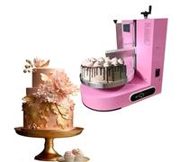 Electric Rotary Adjustable Cake Edge Surface Scraper 36cm Turntable for 4-12 Inch Cakes, Automatic Birthday Cake Butter Spreader Coating Edge Smoothing Polisher(Pink)