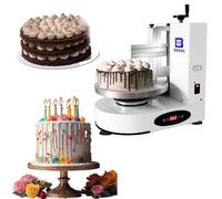 Electric Rotary Adjustable Cake Edge Surface Scraper 36cm Turntable for 4-12 Inch Cakes, Automatic Birthday Cake Butter Spreader Coating Edge Smoothing Polisher(White)